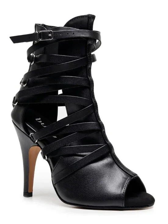 Burju Nyx – The Strappy Vegan Leather Open-Toe Ankle Bootie for Street & Dance - Picture 2 of 14